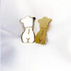 boucles d'oreilles en forme de deux corps de femme découpées à la main et couleur or jaune